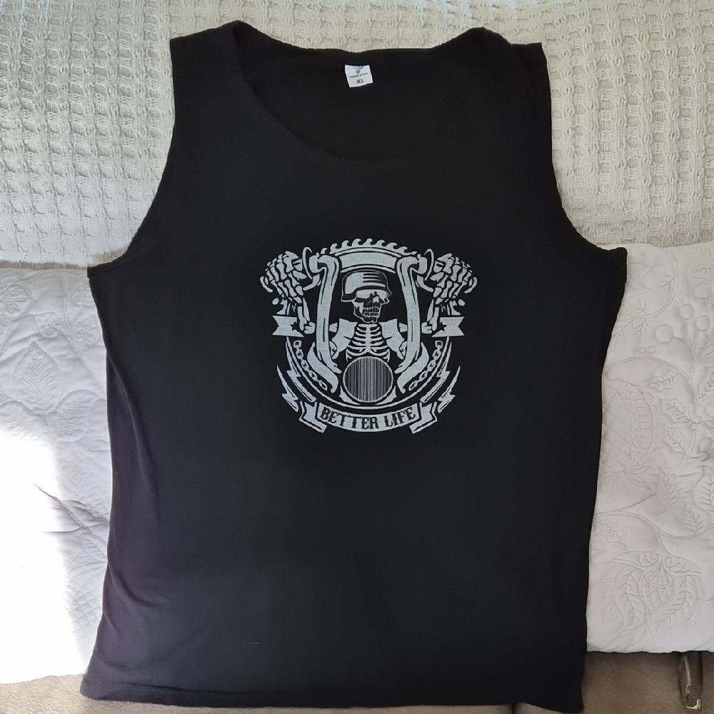 Mens Tank Tee Shirt Biker Better Life Yagary & Vasy Size XL